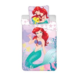 Ariel The Little Mermaid Bedding Set, 100% Cotton, Reversible Duvet Cover 140 x 200 cm + Pillowcase 65 x 65 cm
