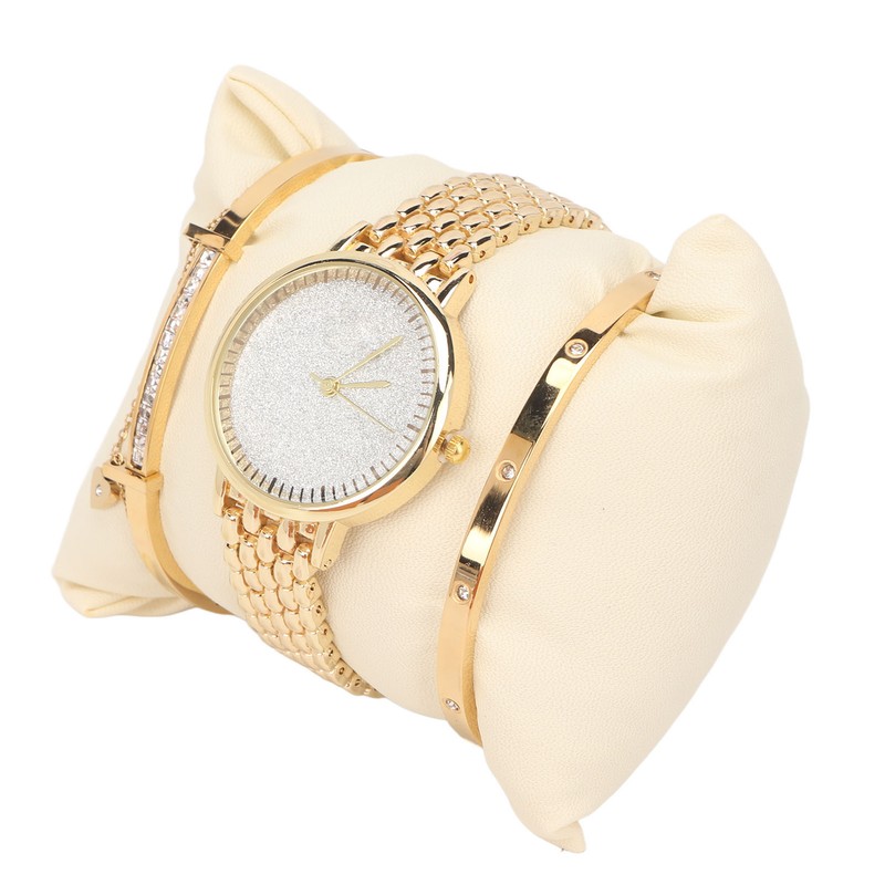 3pcs Women Watch Bracelet Set Gillter Elegant Hypoallergenic Waterproof Quartz