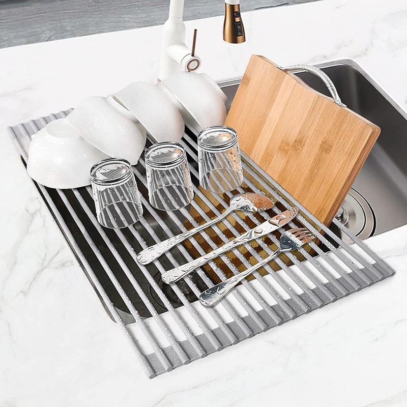 MERRYBOX Roll Up Dish Drying Rack, Over The Sink Dish