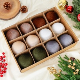 Christmas Tree Ornaments Velvet Balls, 3.15in Large Velvet Christmas Balls Ornaments for Tree Decorations Shatterproof Flocked Hanging Ornaments Xmas Holiday Party Home Decor, Muti-A, 12Pcs