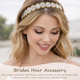 Gmlawsc Fashion Rhinestone Beaded Hairbands for Women – 3-Piece Handmade Crystal Elastic Headbands, Stylish Accessories for Most Head Sizes ﻿