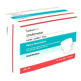 Cardinal 16563101 Sure Care Adult Heavy Absorbent Underwear, White - Large - Pack of 25