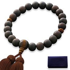 京仏壇はやし 数珠 男性用 正絹 頭房 黒檀 (素挽き) 虎目石仕立て [ タイガーアイ ] 【 数珠袋セット 】 M-072 京都 念珠 すべての宗派でお使いいただけます