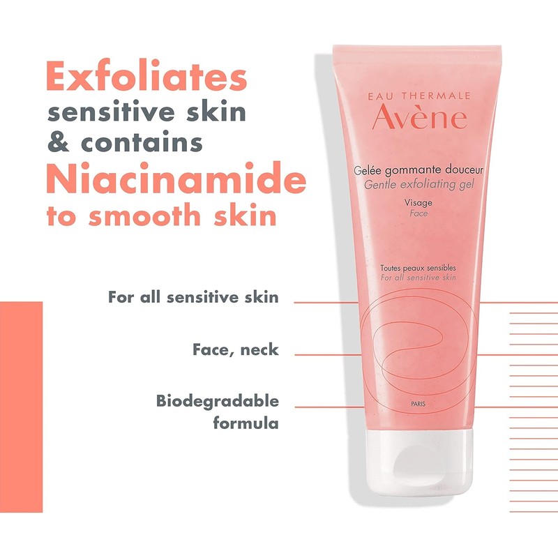Avene Gel Exfoliante Facial Suave, Piel Sensible, 75ml