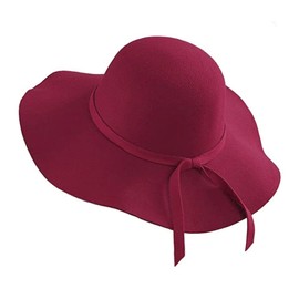 XGOPTS Women Wide Brim Cloche Fedora Floppy Hat - Lady Faux Wool Cap - Panama Hat - Bowler-Hat Red