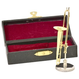 Sunrise Sound House Miniature Musical Instrument Trombone 1/12 Gold