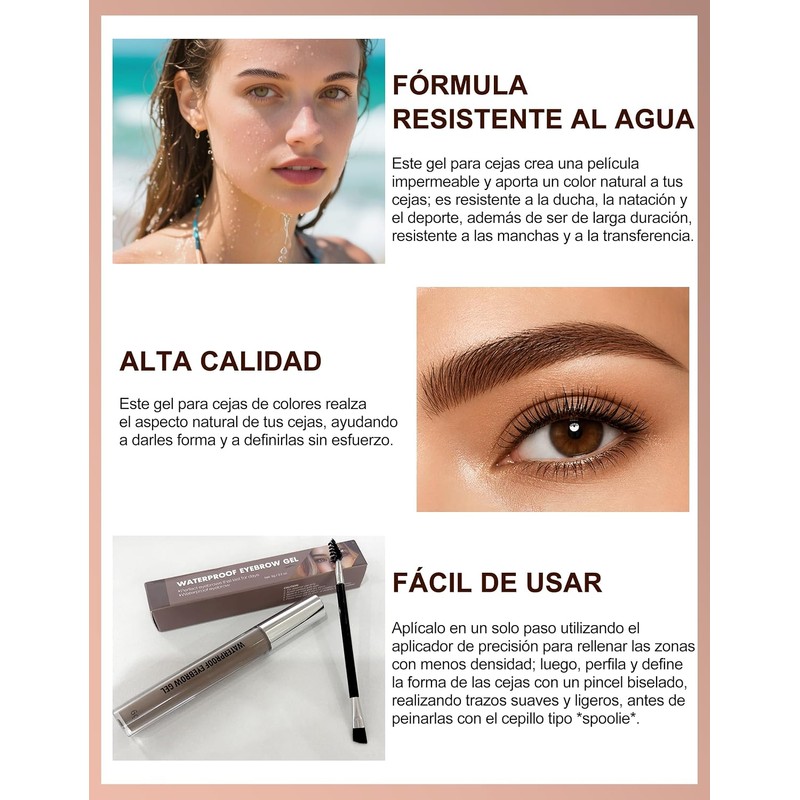 Erinde Gel Impermeable para Cejas, Tinte para cejas de Larga
