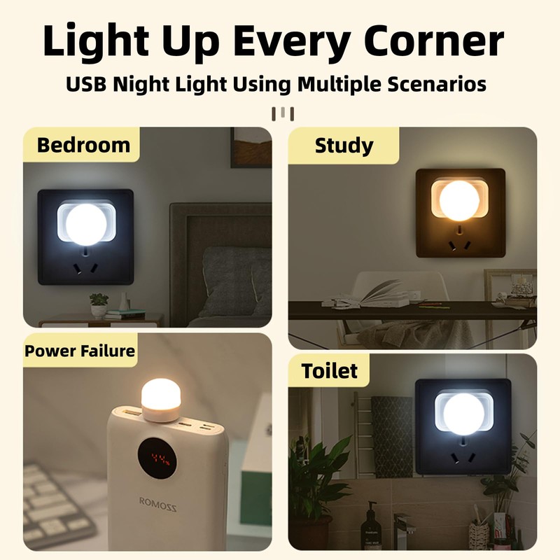 SHIYUGSC USB Lights by Night, Mini LED Bulb, Plug-in,Compact, Ideal
