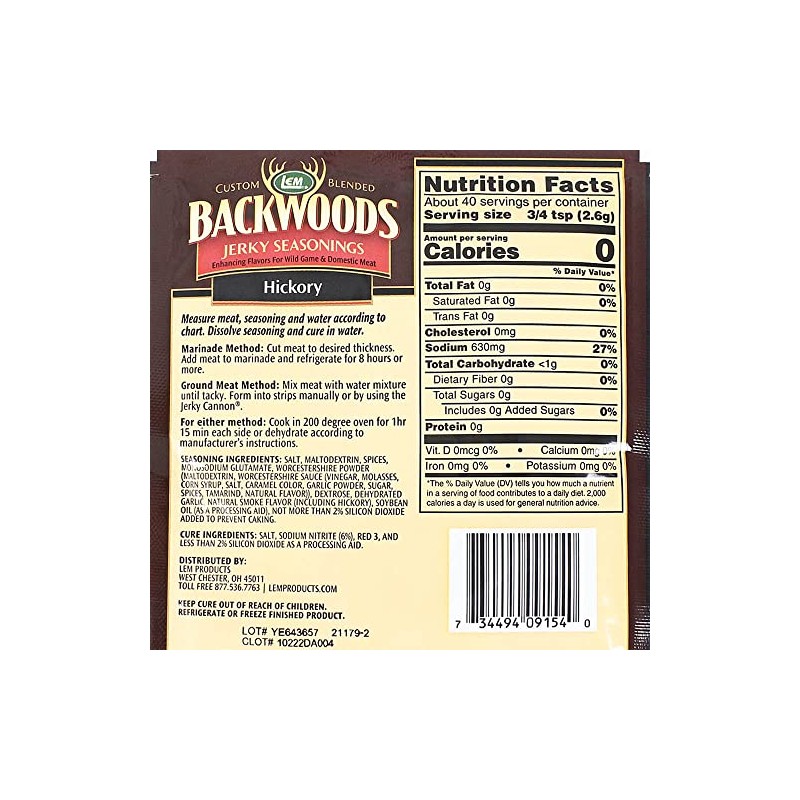 LEM Backwoods Hickory Jerky Seasoning, 3.6oz (103g)