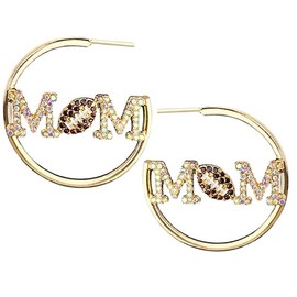 Baseball Mom Earrings Colorful Game Day Mother’s Day Hoop Earrings Round Baseball Softball Football Earrings Sport Team Cheer Mom Jewelry Gift-football