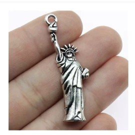 Fashion Jewelry STATUE LIBERTY USA FLAG AMERICA pendant 22" 925 Sterling Silver plated Necklace