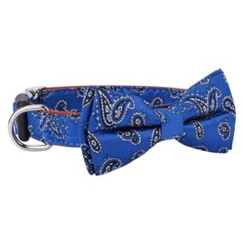 Rhea Rose Bowtie Dog Collars Blue Paisley Pattern Large