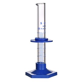 Thick Glass Graduated Cylinder Measuring Liquid Lab Cylinders with Anti-Falling Plastic Base and Bumper Guards (Glass, 5ML)