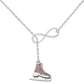 BNQL Skater Necklace Ice Skate Charm Pendant Necklace Sport Skater Jewelry Skate Lover Gift, Large, Metal, No Gemstone