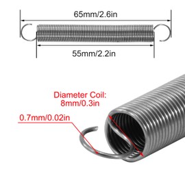 GUNGY Tension Springs with Hooks Stainless Steel Tension Spring 65 mm Outer Diameter 8 mm Wire Diameter 0.7 mm Maximum Tensile Force 0.87 kg 0.7 x 8 x 65 mm Pack of 10