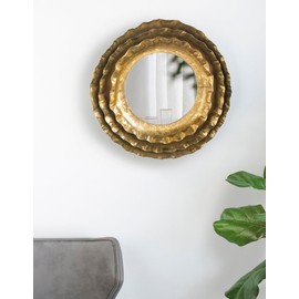 FocusOnHome 16" Round Wall Mirror with Gold Metal Frame, Mid-Century Modern Accent Mirror for Living Room