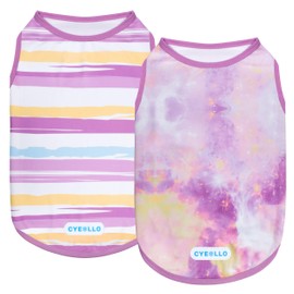 cyeollo 2pack Dog Shirt Cooling Breathable Sleeveless Summer Clothes for Dogs, Intant Cool T Shirts for Small Dogs, Purple XL