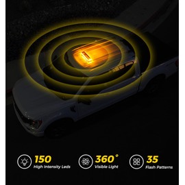 Xprite LED 150 Rooftop Emergency Strobe Light Bar w/Control Panel Magnetic Base Warning Flashing Beacon Caution Traffic Lightbar for Construction Vehicles Trucks Postal Mail Snowplow - Amber
