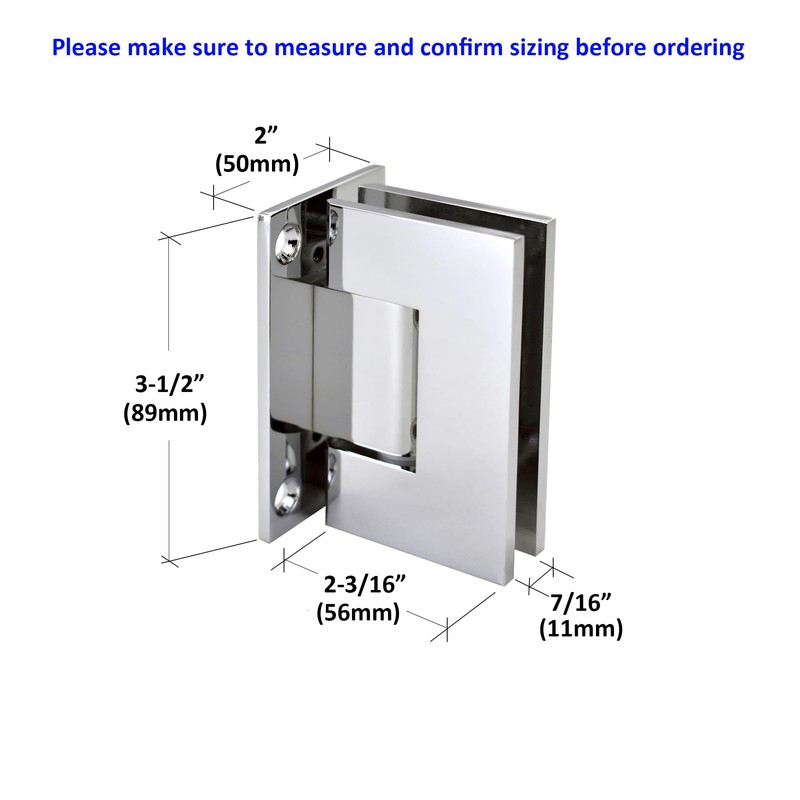 MONT HARD Chrome Shower Hinge - Square Full Back Plate,