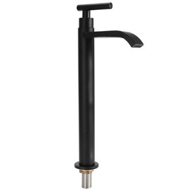 Grifo de cocina Solo agua fría, 1 orificio Monomando Encimera Cascada Fregadero Barra Grifo Acero inoxidable 304 Solo moderno Baño comercial Toque Fregadero Grifo con rosca G1/2, Negro