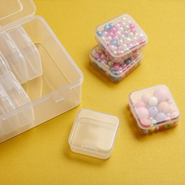 LetCart Small Storage Box with Lid, Small, Pack of 30, 5.5 x 5.5 x 2 cm, Small Clear Plastic Beads, Storage Container Box for Pills, Jewellery, Crafts and Small Parts