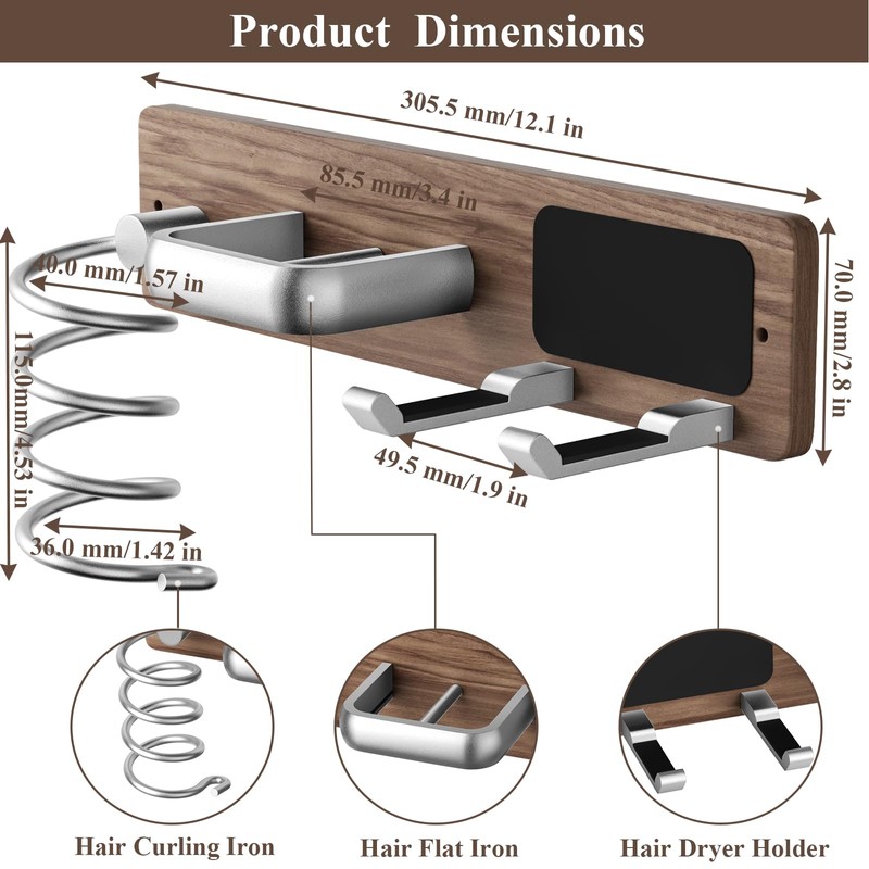 Tindbea Hair Dryer Holder Curling Iron Holder Flat Iron, Blow