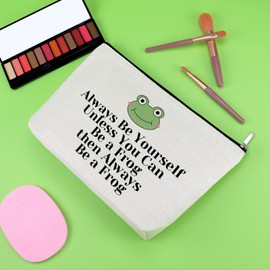 Frog Lady Gifts Froggy Gifts Makeup Bag Frog Lovers Gift Frog Themed Gifts Inspirational Gifts for Girls Animal Lover Gifts Frog Gifts for Women Christmas Birthday Gifts Frog Cosmetic Pouch Travel