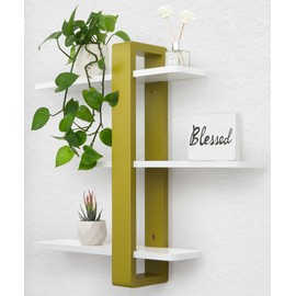 SUMGAR Green Floating Shelves for Wall Mounted Shelving Unit All Pine Wood 3 Tier Large Shelf for Bedroom Living Room Bathroom Home Decoration Storage Photo Display Modern 20in Olive Green