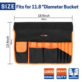WISEPRO Bucket Tool Organizer, Bucket Tool Bag with 30 Pockets Fit 5 Gallon Bucket, Bucket Organizer for Carpenter Electrician Builder