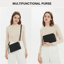 Marvolia Crossbody Bag for Women - PU Leather Shoulder Bag Trendy Small Crossbody Purse Bag for Travel Work Party - Black