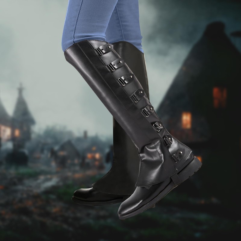 AGDGV Pirate Boot Covers - Faux Leather Steampunk Renaissance Costume