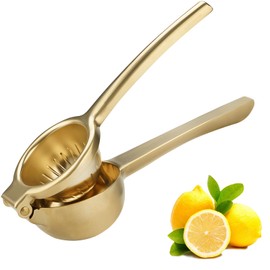 SHIKORI Lemon Squeezer, Large Heavy Duty Handhelp Juicer for Lemon, Stainless Steel Hand Press Citrus Juicer, Lime Squeezer Bar Tool, Manual Citrus Press-Gold