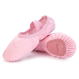 RoseMoli Canvas Ballet Slippers Flats for Girls/Toddlers/Kids/Women, Yoga Practice Shoes for Dancing Pink 4.5 Big Kid