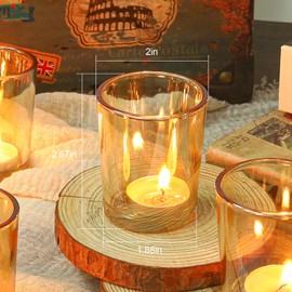 24Pcs Glass Votive Candle Holders, Golden Tea Light Candle Holders Mother's Day Decor,Wedding Centerpieces,Home Decor Centerpieces & Party Decorations