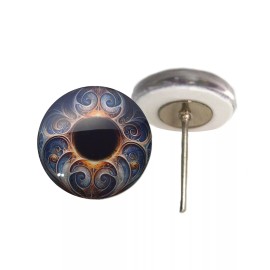 Handmade Pair Art Nouveau Fantasy Inspired Glass Eyes On Wire Pin Posts - 16mm