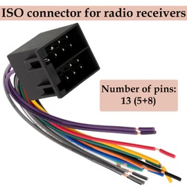 AERZETIX - C11904 13-Pin 5+8 ISO Combination Plug for Car Radio - Length 175 mm - Car Adaptor Wiring Harness Plug