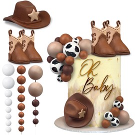 28 decoraciones para tartas de vaquero, sombrero de vaquero y botas para tartas, decoración de cumpleaños de vaquero occidental, baby shower para suministros de fiesta temática occidental