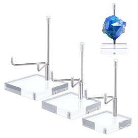 PH PandaHall 3 Sizes Adjustable Arm Display Stand Clear Acrylic Easel Crystal Display Stand Small Mineral Display Stand Acrylic Rock Stands Holder for Gemstones Minerals Agate Display Platinum