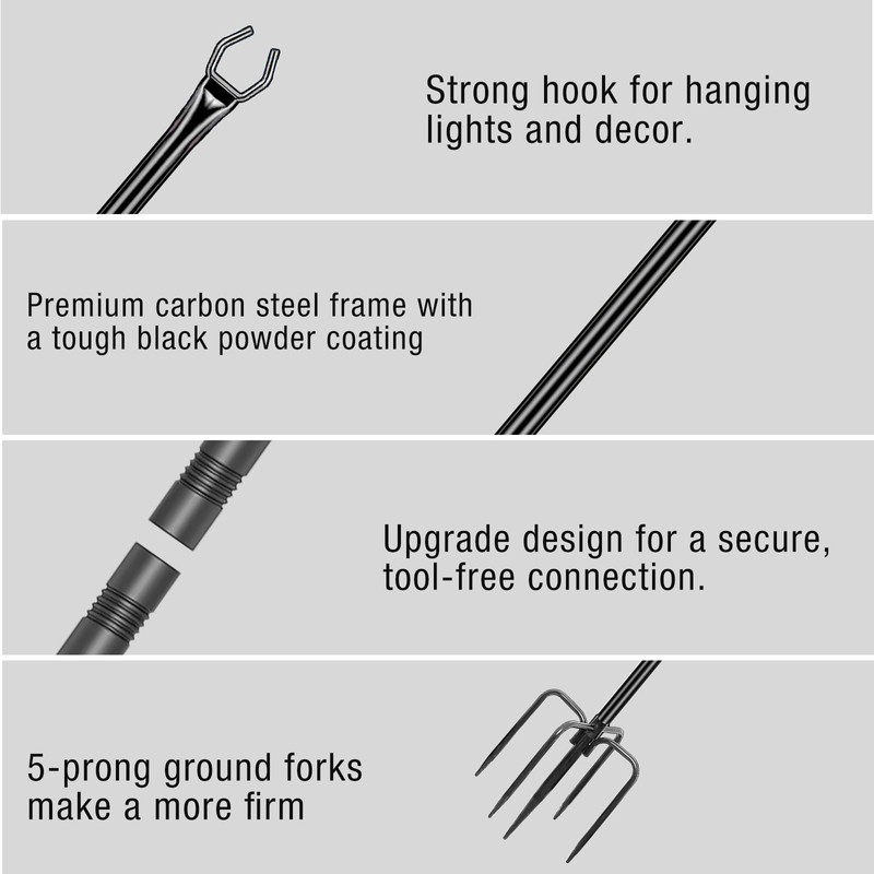 FHNFHN String Light Poles 4 Pack,10FT Metal String Light Poles