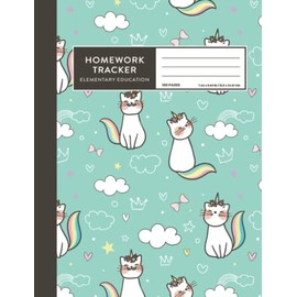 Homework Tracker: Caticorns and Clouds Primary School Assignment Log: Designed to help kids 5-10 keep track of homework assignments and due dates