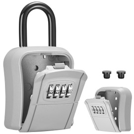 Puroma Key Lock Box, Portable Combination Lockbox Wall-Mounted Key Storage Box for House Keys, Resettable Code Safe Security Lock Box for Home, Office, Apartment Spare Key Storage (1 Pack, Silver)