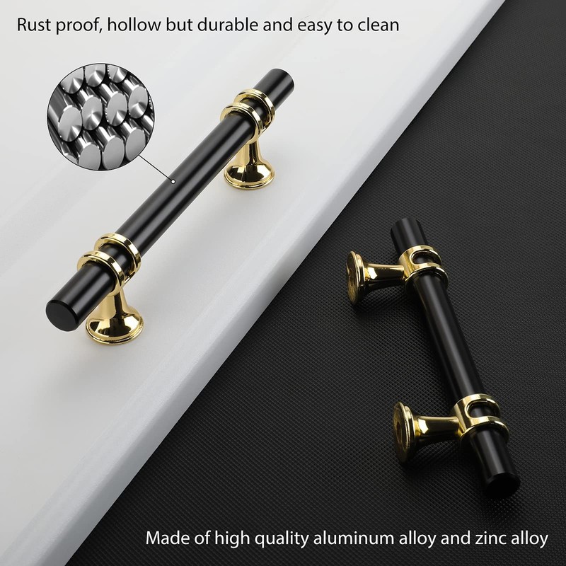 Rergy Cabinet Handles Drawer Pulls and Knobs, 10Pack Black and