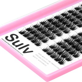 SULV Lash Cluster Color Black Lashes Clusters Large Tray D Curl 10mm,12mm,14mm,16mm,18mm to Choose Lashes Extensiond Lashes Wispy Lashes Extensions (BLACK F03#-12mm)