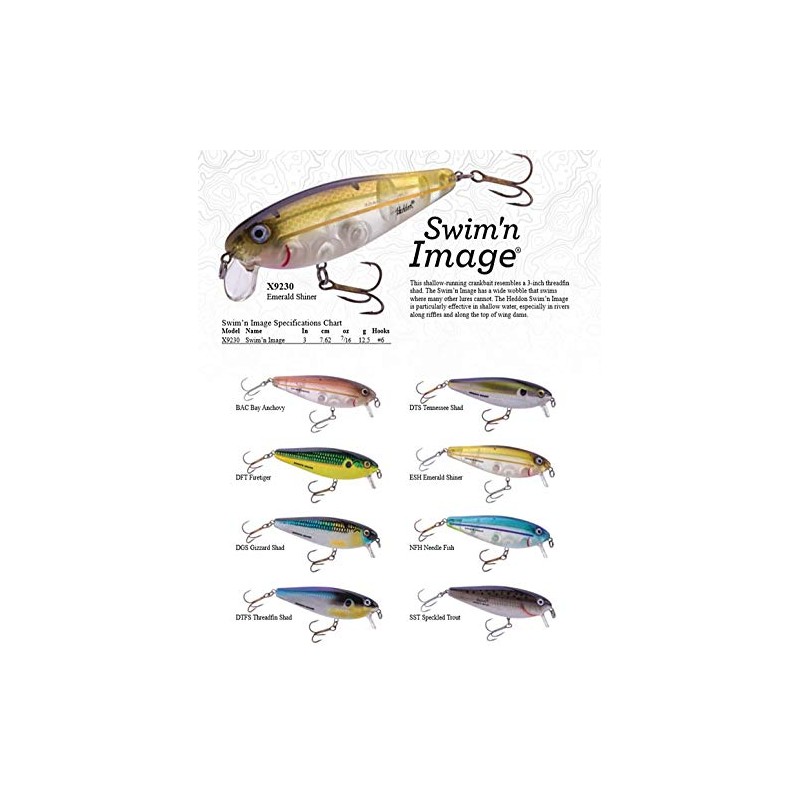 Heddon Swim'N Image Shallow-Running Crankbait Fishing Lure, 3 Inch, 7/16