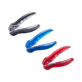 Bostitch EZ Squeeze One-Hole Punch, 10-Sheet Capacity, Black, Red, Blue 3 Pack