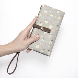 UTO Wallets for Women Wristlets PU Leather Card Holder ID Windows Zip Pockets Fashion Flowers Purse CA