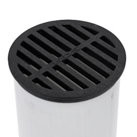 NDS NDS 11, 4 in. Round Grate Cover Connects to 4 Inch Drain Pipes & Fittings, for Small Lawns, Landscaping and Patios, Black Plastic