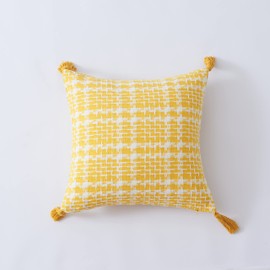 YunJeude Cushion Cover 17.7 x 17.7 inches (45 x 45 cm), Set of 2, Handwoven with Tassels, Antique Chinoiserie, Diagonal Line, Lattice, Nordic, Stylish, Interior, Sofa Back, Decorative Pillow Cover,