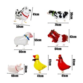 Pack of 7 Animal Balloons, Simulated Animal Aluminium Foil Balloons, Animal Walking Balloons, Party Atmosphere Balloons, Farm Animal Balloons, Birthday and Jungle Party Decorations