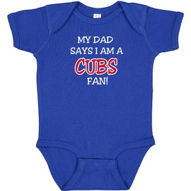Curiositees Cubs Dad/Grandpa/Uncle Says I Am A Fan Baby Bodysuit Romper Outfit - Royal (Dad Says, 6 Months)